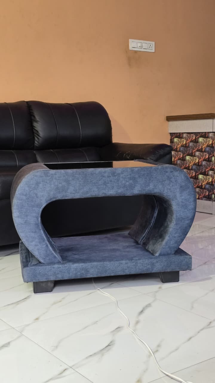 Modern Curved Fabric Upholstered Center Table / Coffee Table for Living Room